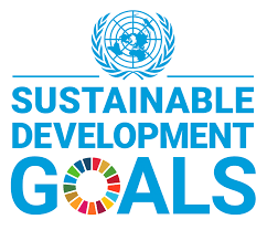 UNSDG Logo in blue text "Sustainable development goals"